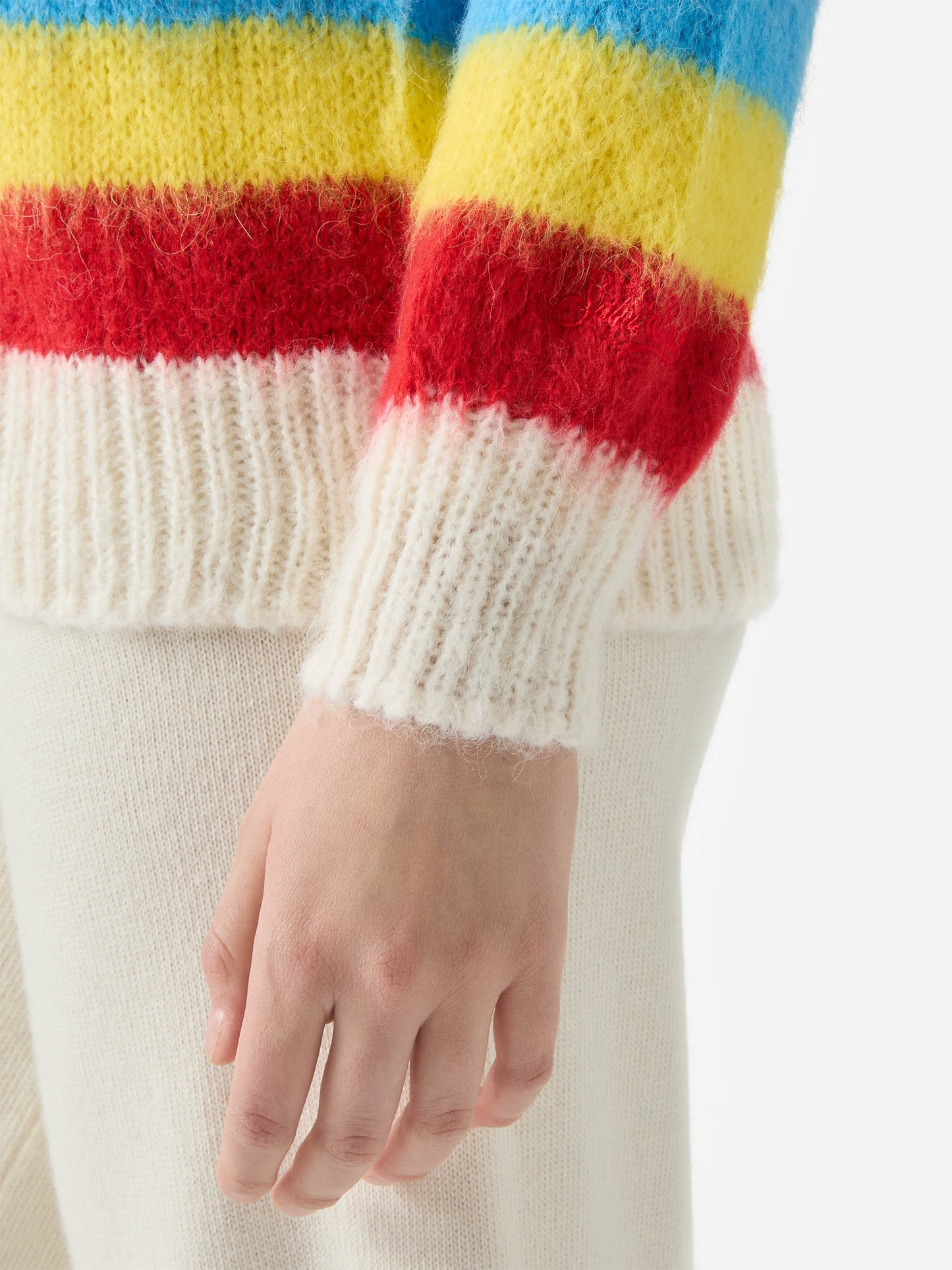 Cardigan Chloe garzato e morbido a righe multicolor