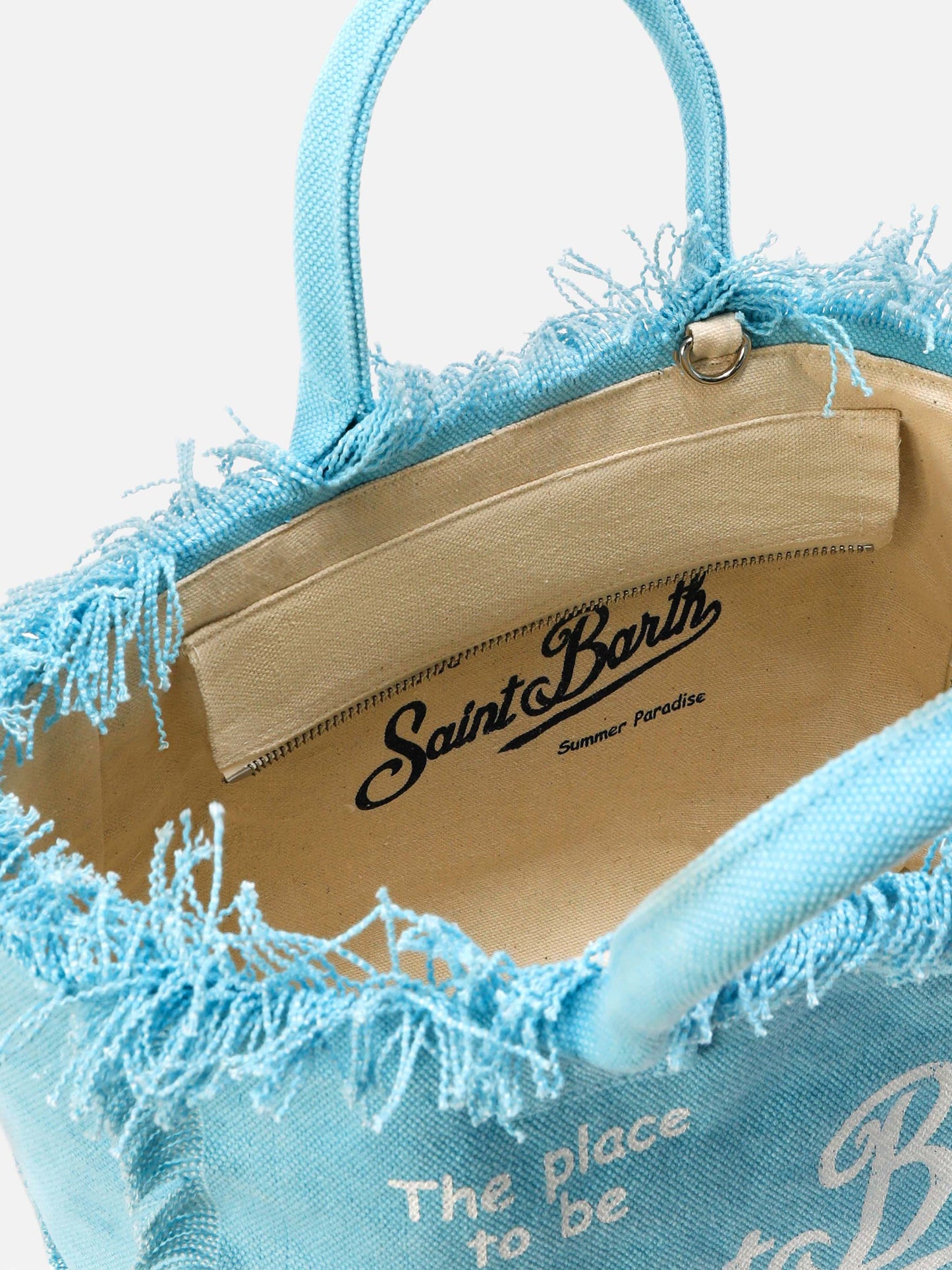 Borsa Colette azzurra in canvas con frange