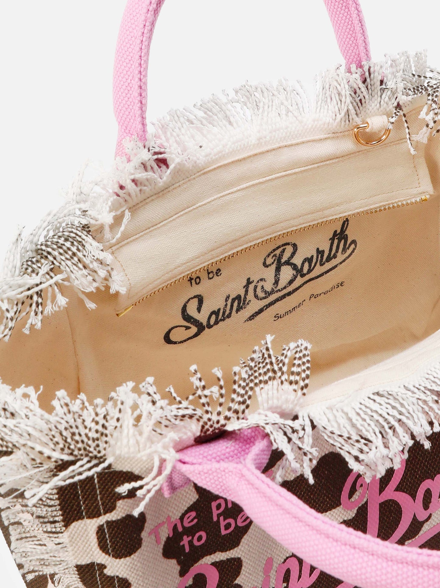 Borsa Colette in canvas con fantasia muccata e dettagli a contrasto