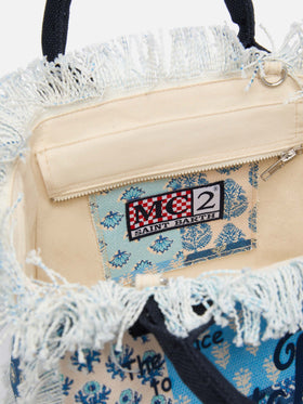 Colette cotton canvas handbag with flower patch print - MC2 Saint Barth