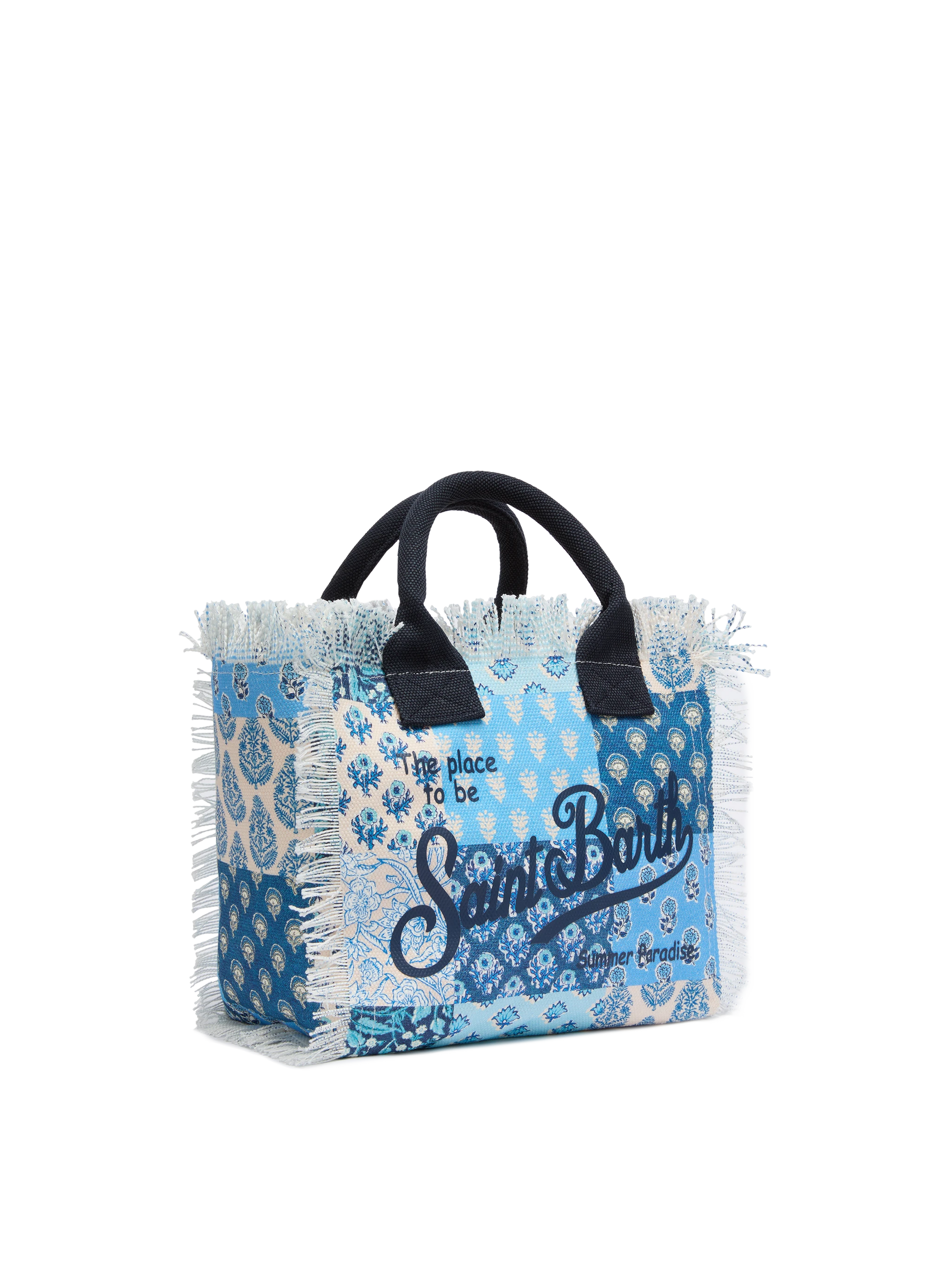 Colette cotton canvas handbag with flower patch print - MC2 Saint Barth