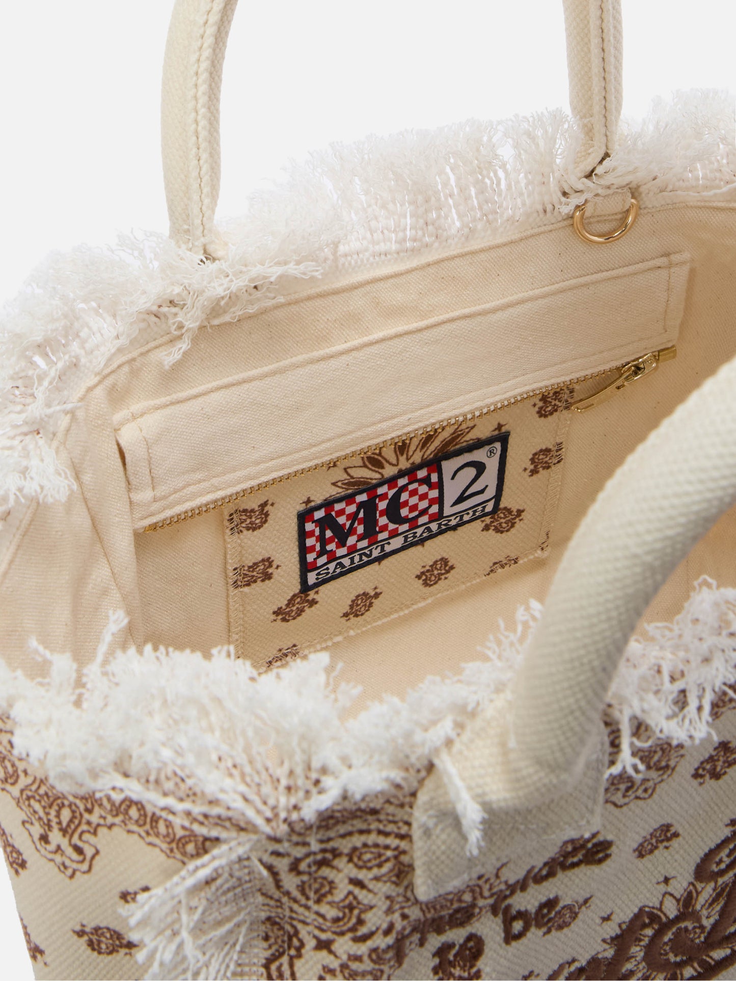 Beige canvas Colette bag with bandana print