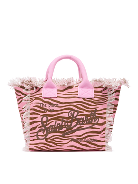 Colette cotton canvas handbag with zebra print - MC2 Saint Barth