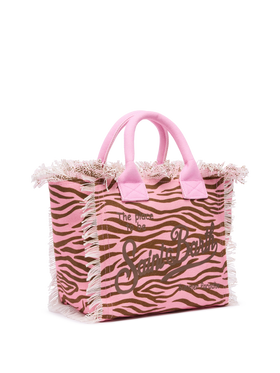 Colette cotton canvas handbag with zebra print - MC2 Saint Barth