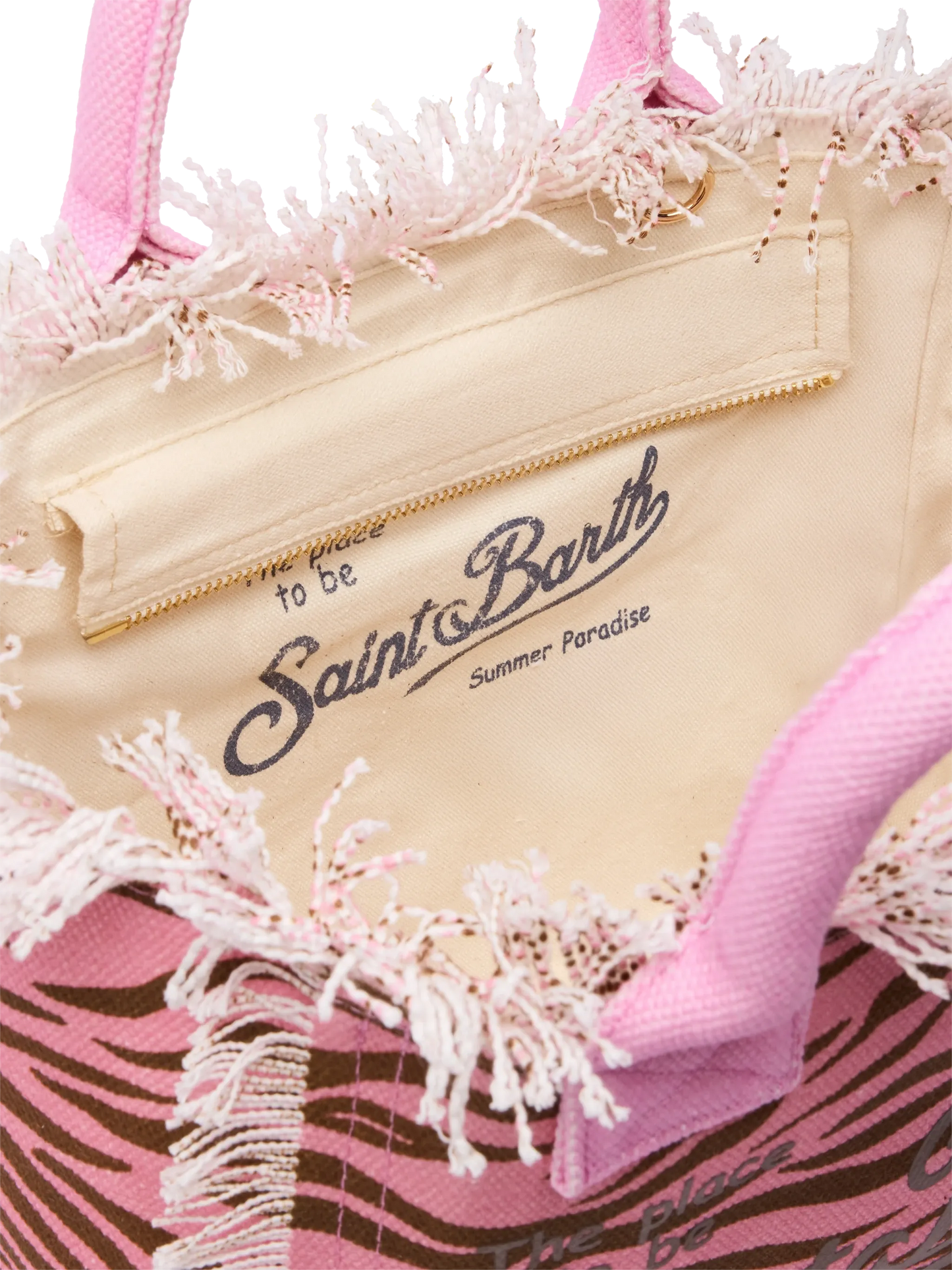 Colette cotton canvas handbag with zebra print - MC2 Saint Barth