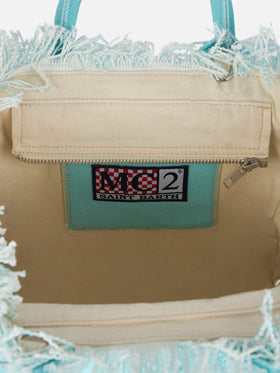 Colette water green cotton canvas handbag with rhinestone logo - MC2 Saint Barth