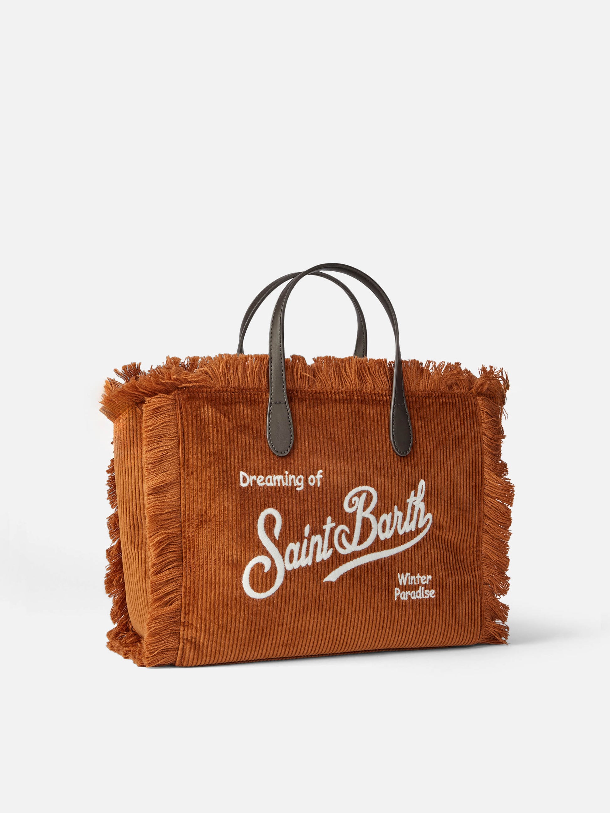 Brown corduroy Colette handbag with logo embroidery - MC2 Saint Barth