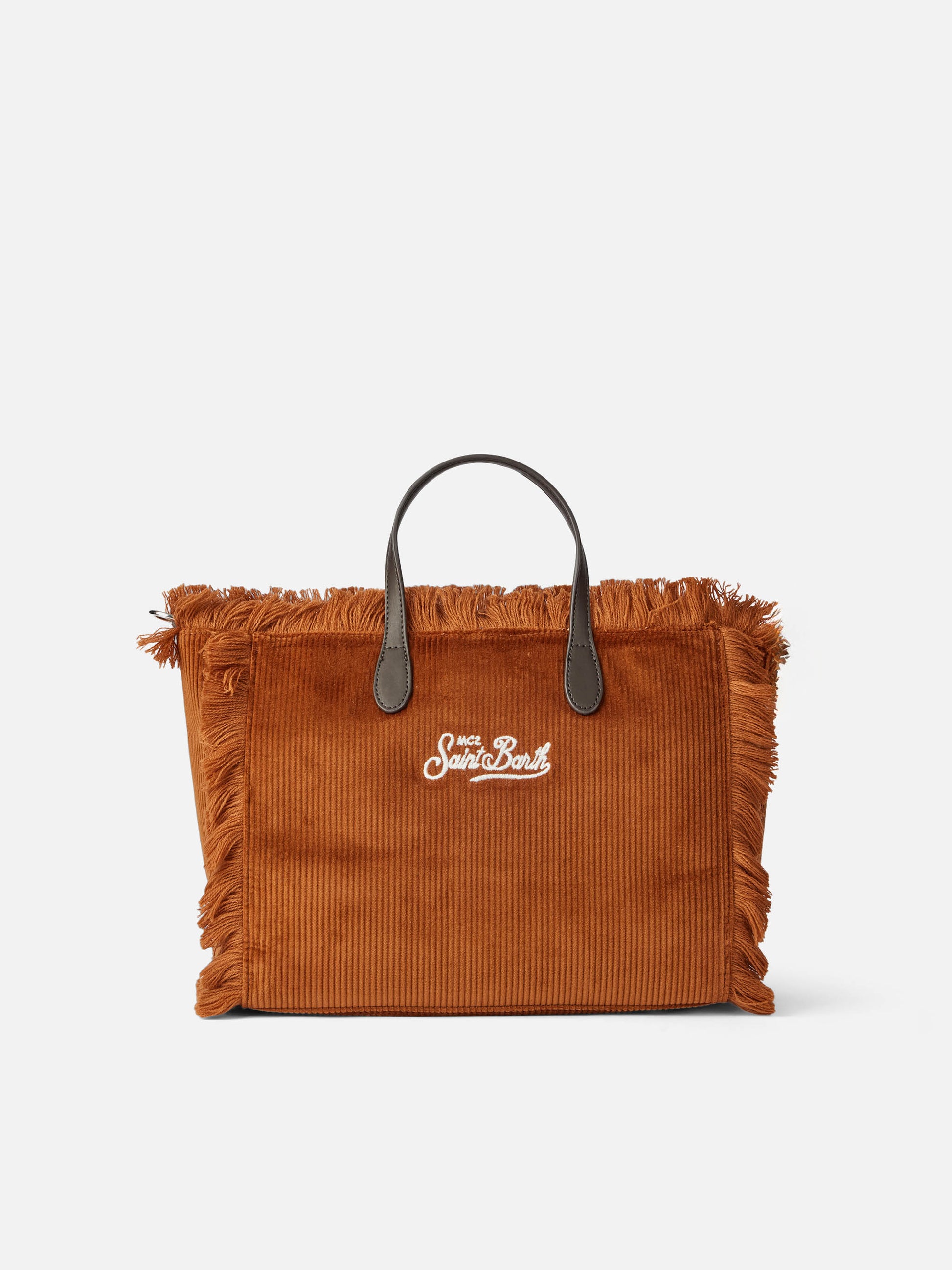 Brown corduroy Colette handbag with logo embroidery - MC2 Saint Barth