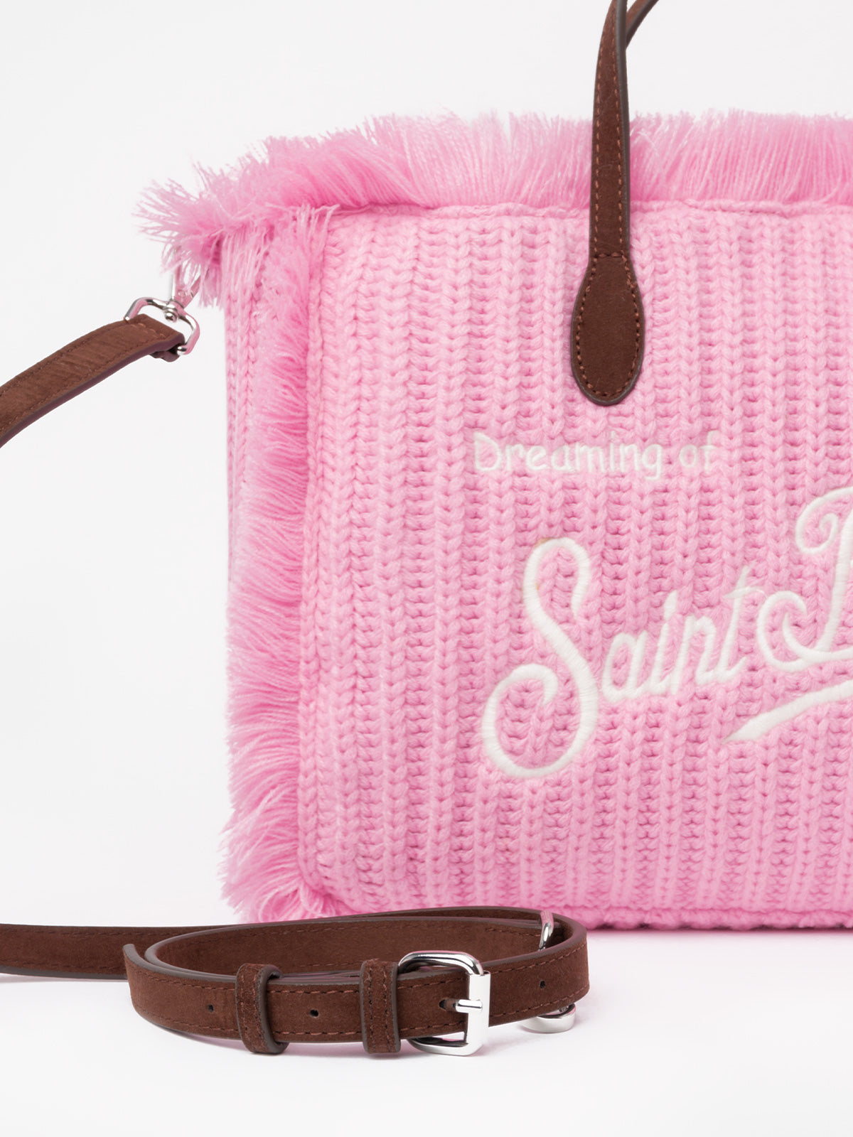 Pink rib knit Colette handbag with logo embroidery - MC2 Saint Barth