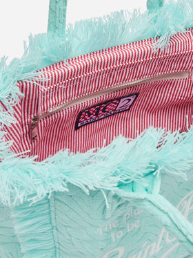 Colette Sponge water green zebra embossed terry handbag - MC2 Saint Barth