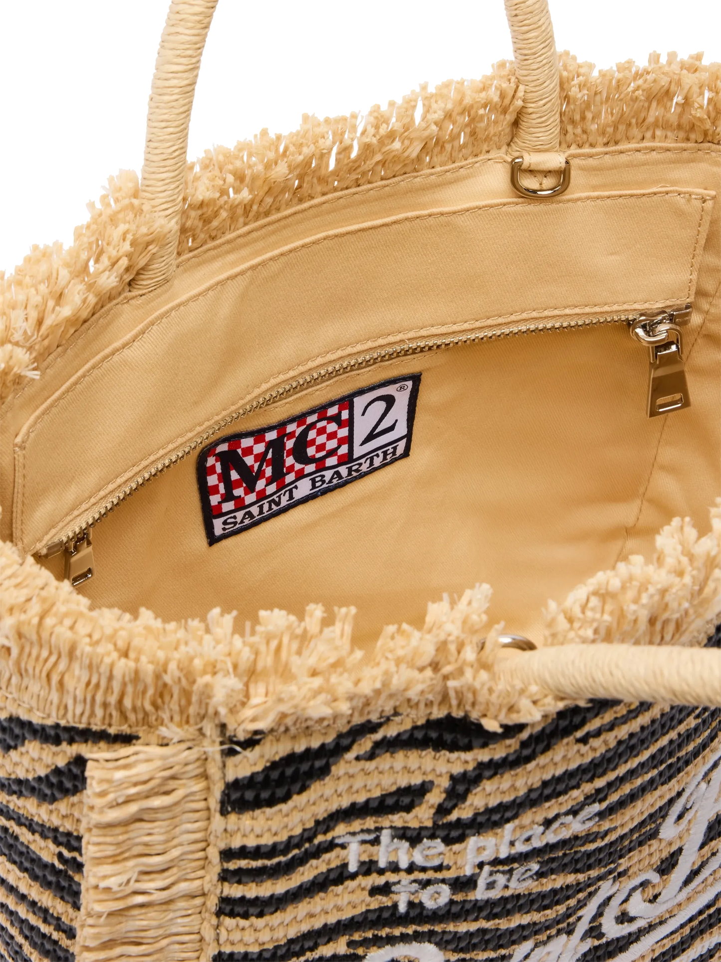 Colette Straw effect handbag with zebra print - MC2 Saint Barth