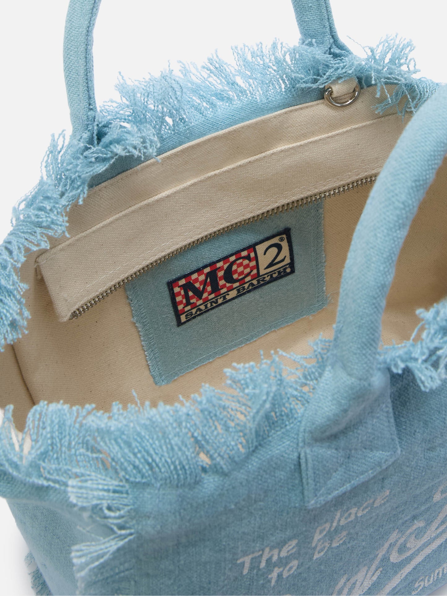 Light blue solid color linen Colette bag