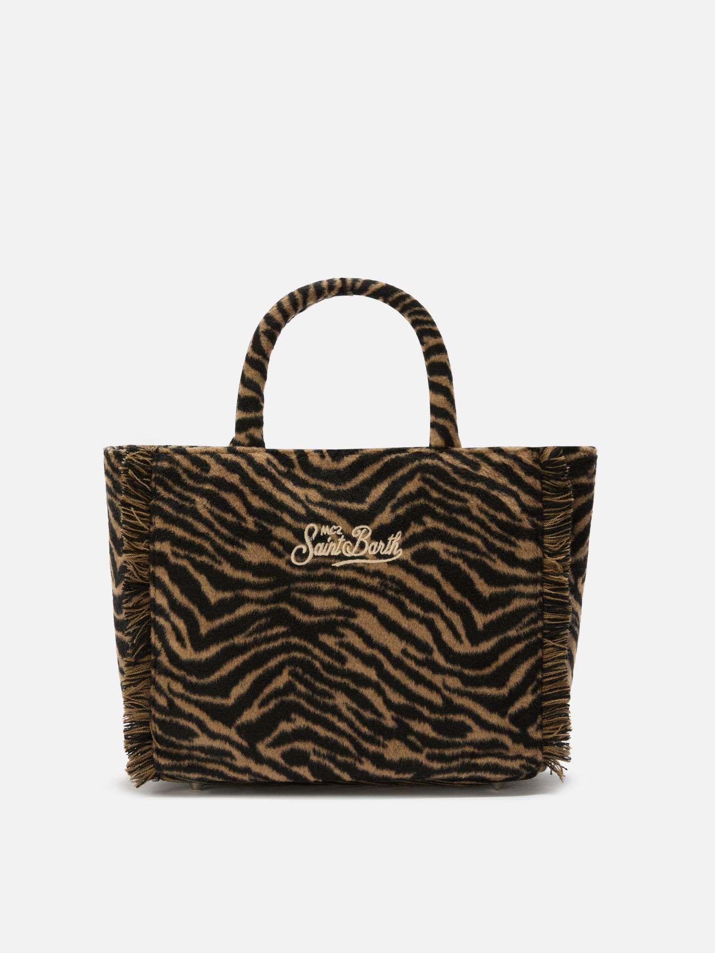 Borsa a mano Colette Felt in misto lana zebrata