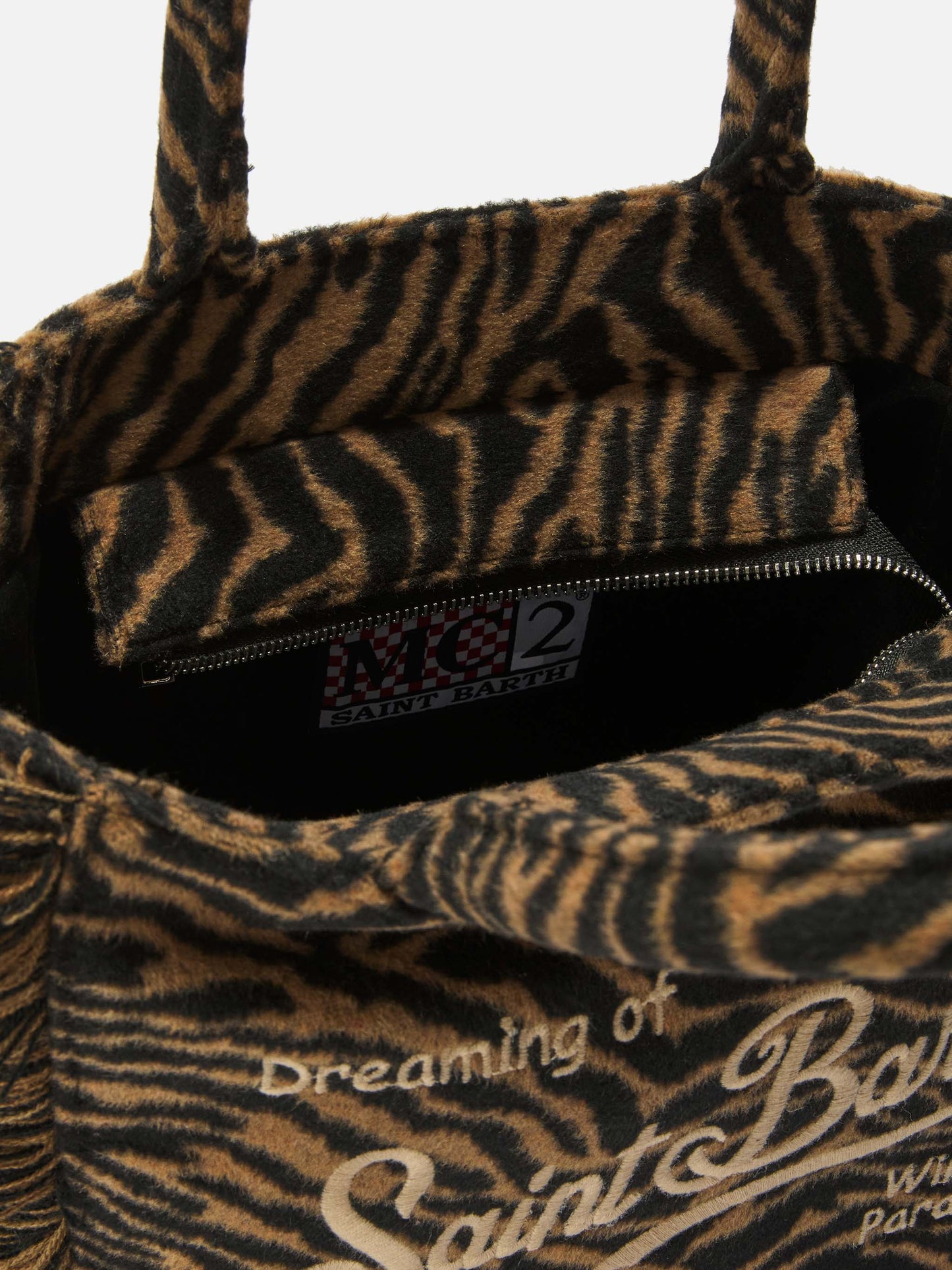 Borsa a mano Colette Felt in misto lana zebrata