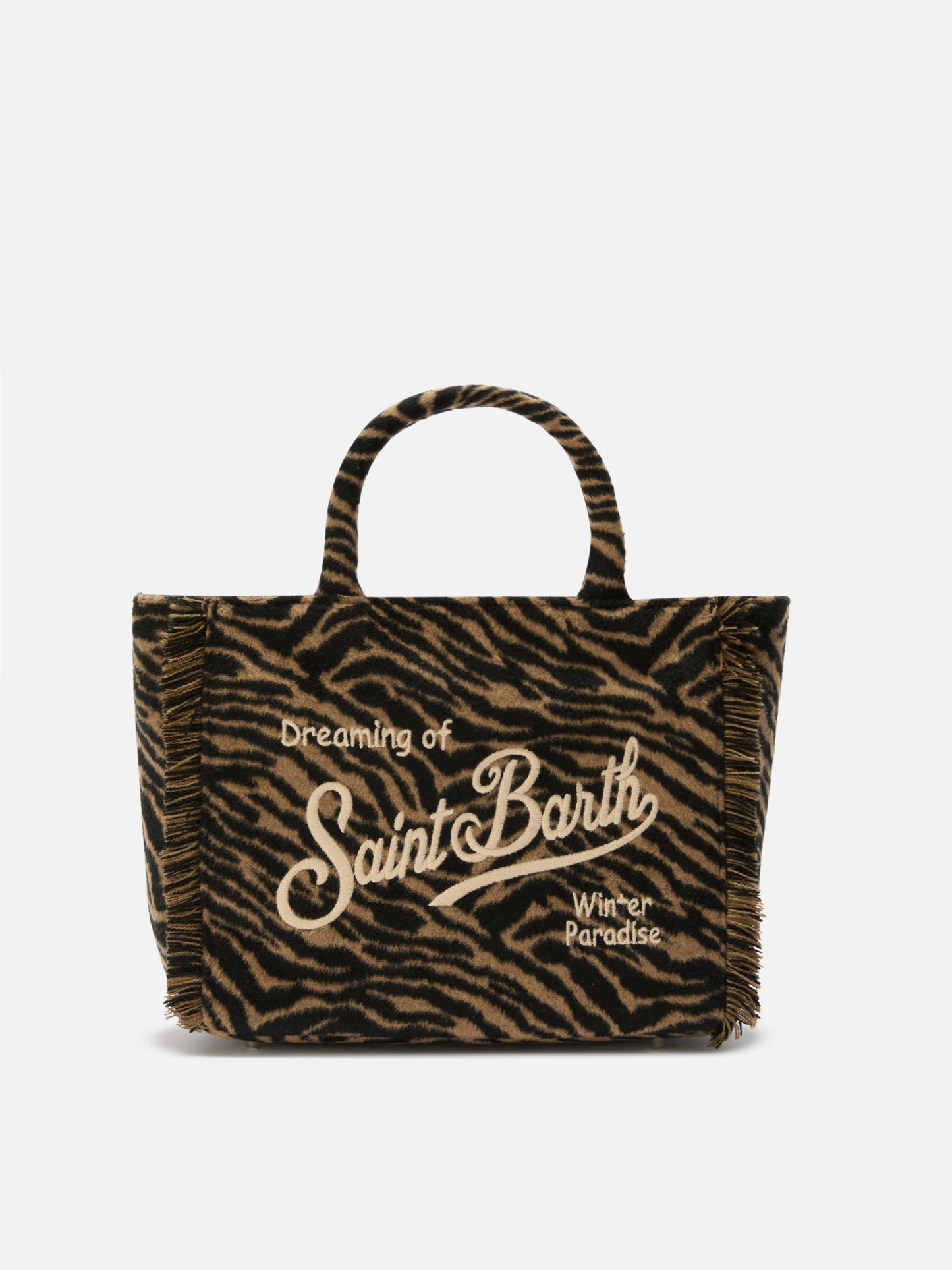 Borsa a mano Colette Felt in misto lana zebrata