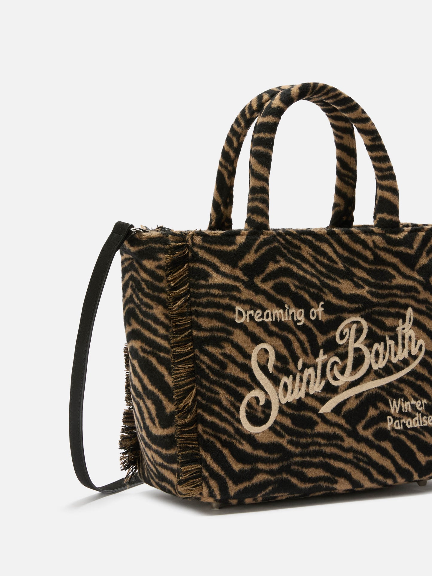 Borsa a mano Colette Felt in misto lana zebrata