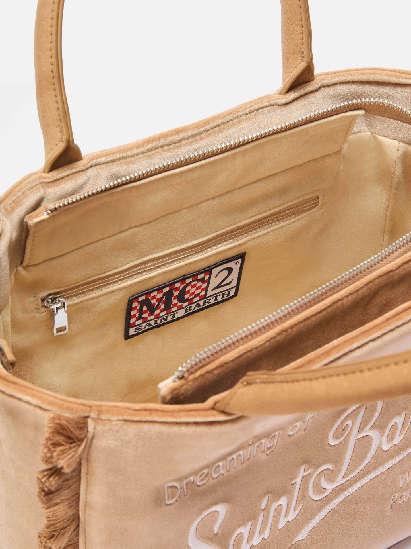 Borsa a mano Colette Velvet in velluto beige