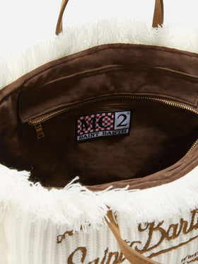 Colette Wool Rib Handbag in white braided wool effect