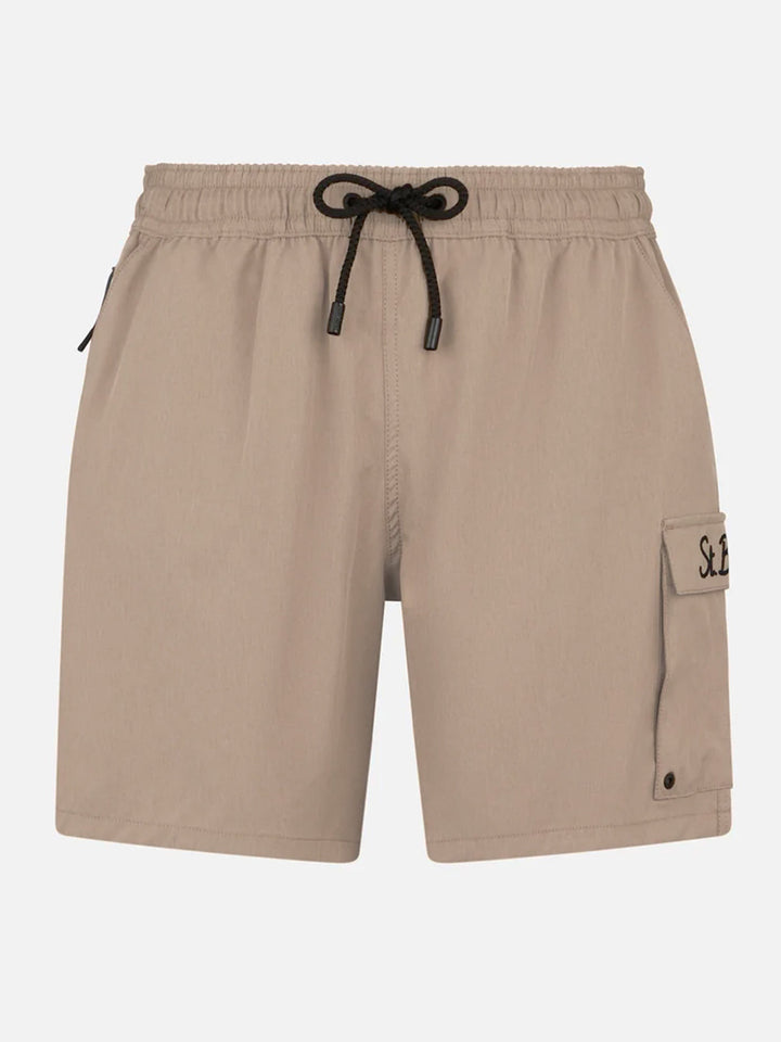 Beige classic stretch Comfort Travel swim shorts