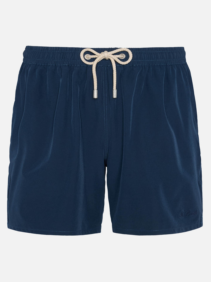 Costume mare Comfort blu navy con ricamo St. Barth