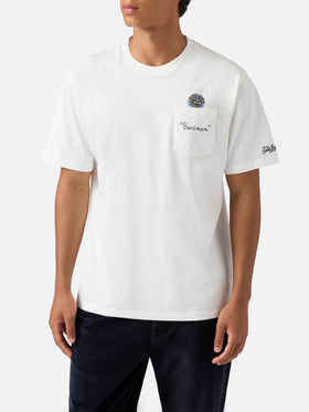 Connor cotton T-shirt in white with Bartman pocket embroidery
