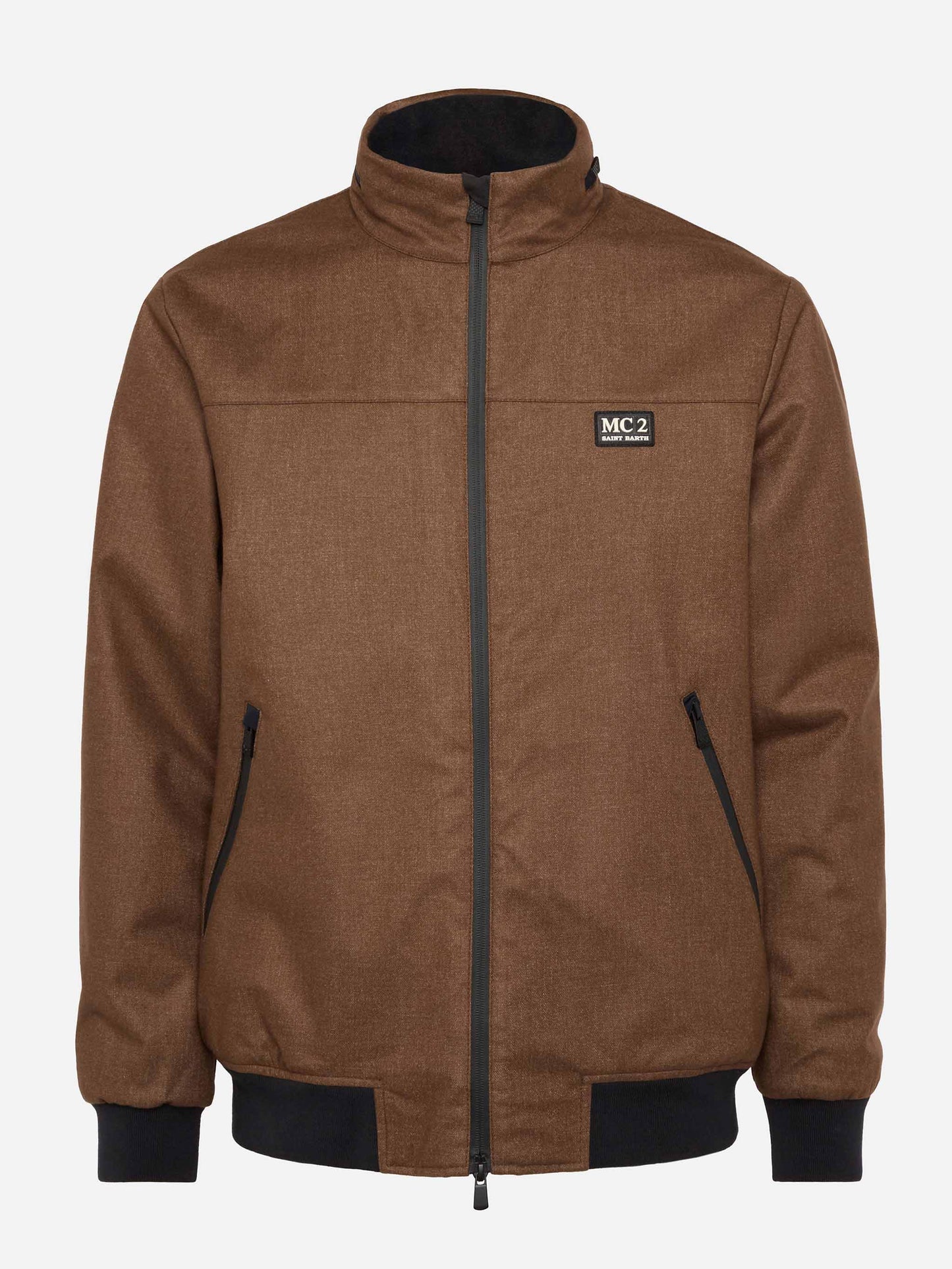Wooly brown bomber jacket Country with teddy lining - MC2 Saint Barth