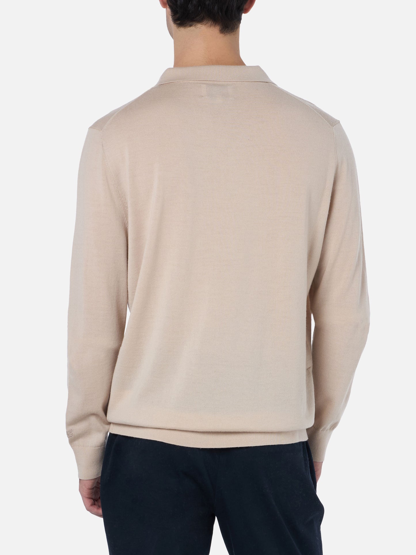 Beiges Poloshirt Covent aus Merinowolle für Herren