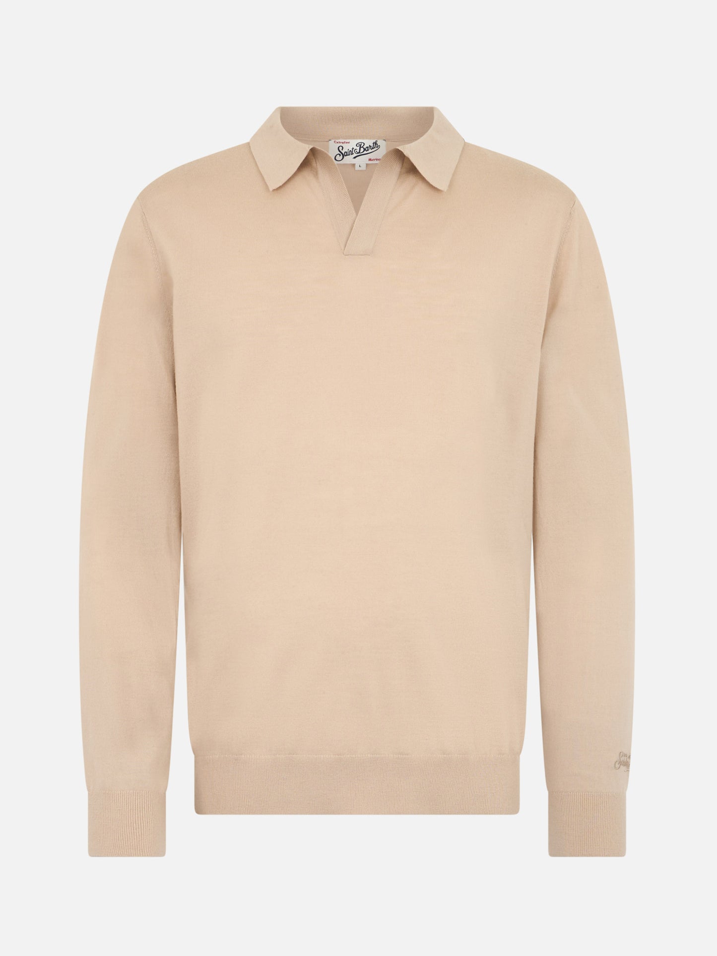 Beiges Poloshirt Covent aus Merinowolle für Herren