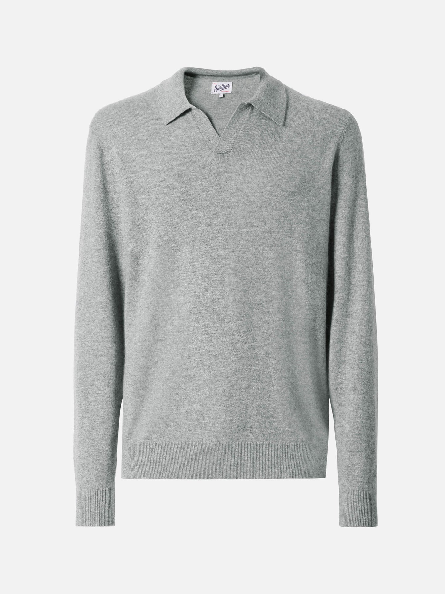 Covent cashmere knit polo in melange grey