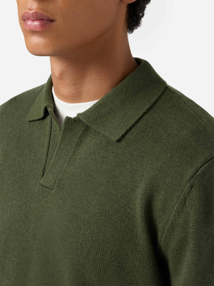Polo in maglia Covent in pura lana verde militare