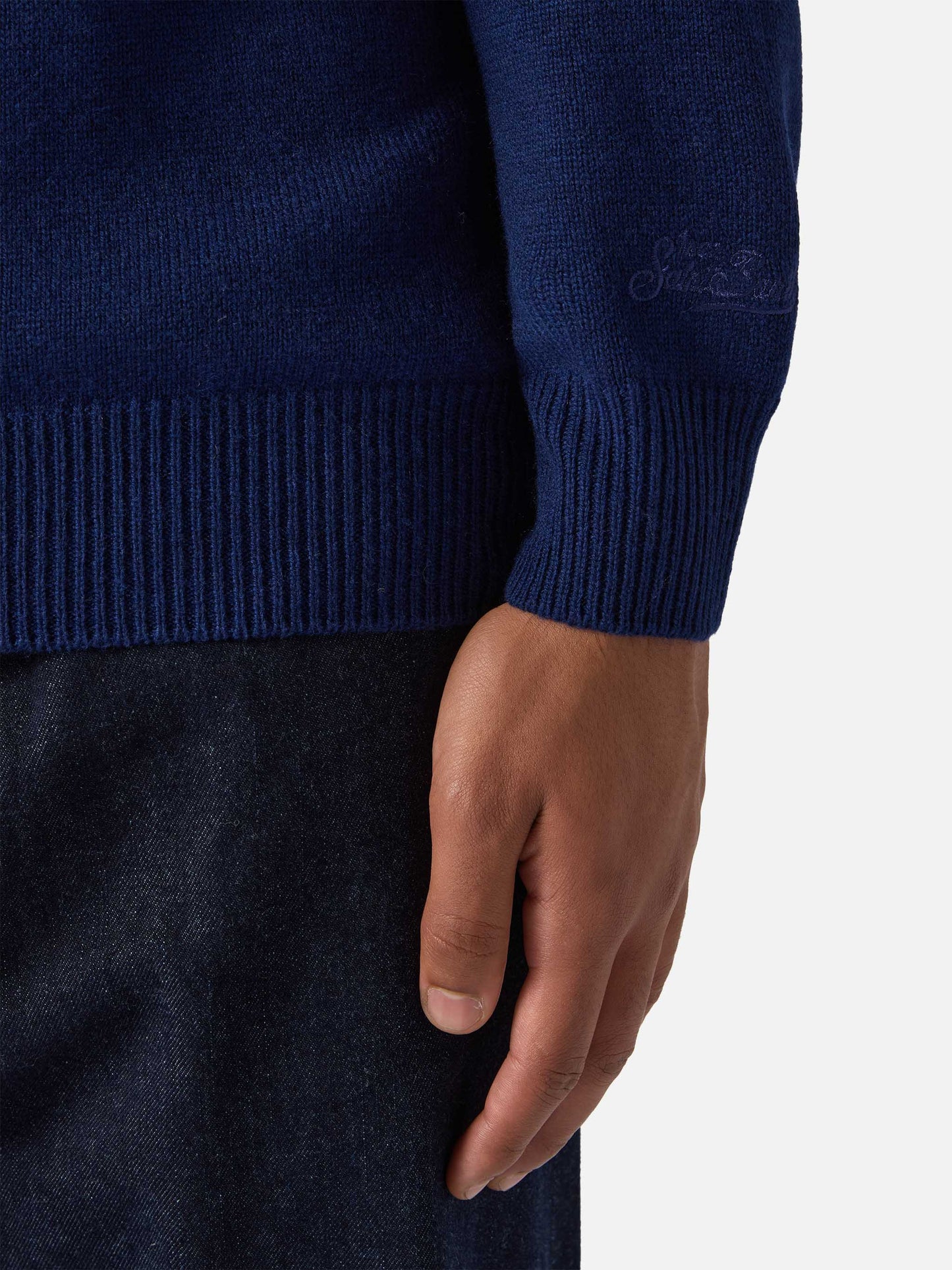 Polo in maglia Covent in pura lana blu navy