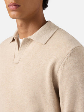 Polo in maglia Covent in pura lana beige