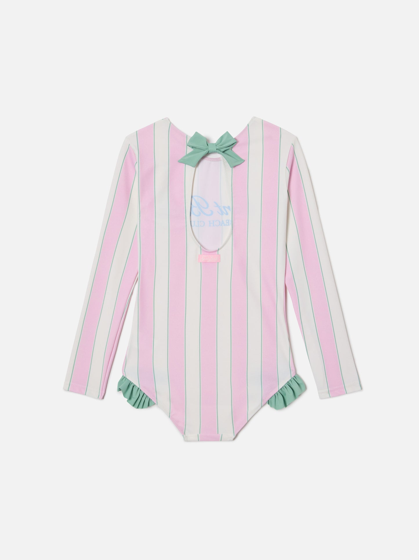 Cressy long-sleeve one-piece swimsuit with Beach Club print