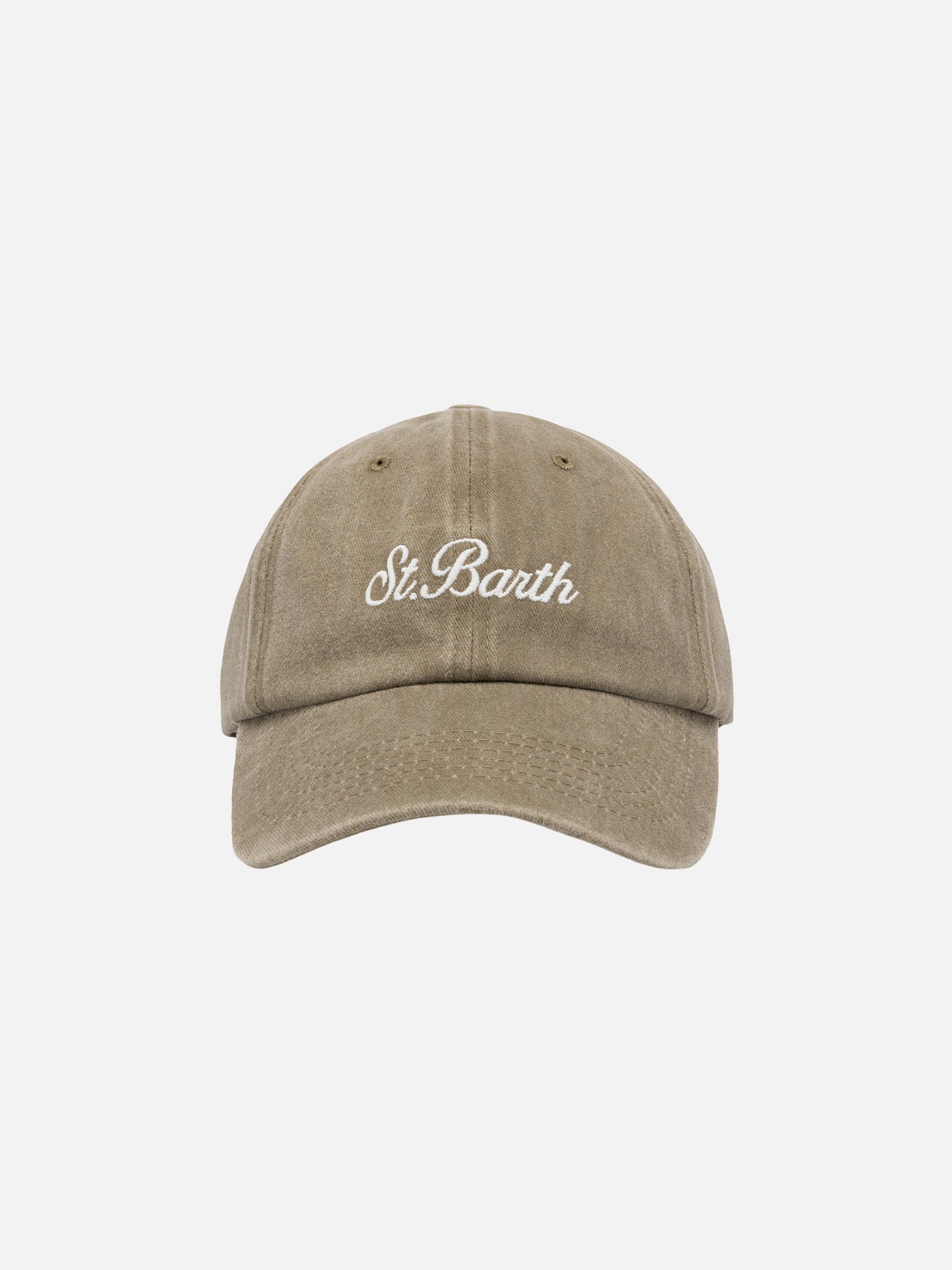 Cappellino Davis in denim beige con ricamo Saint Barth