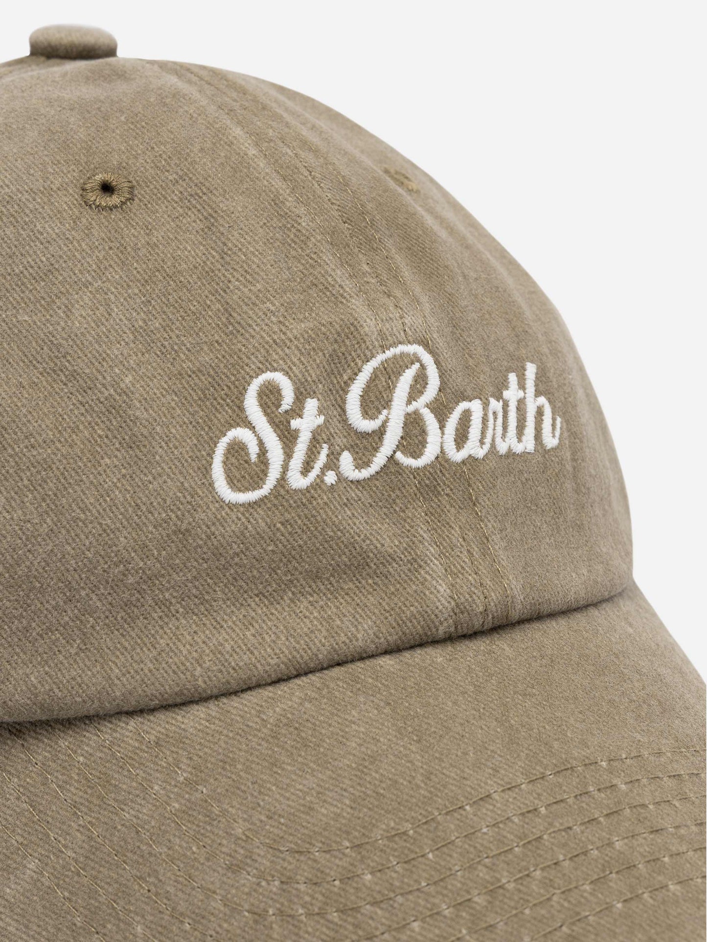 Cappellino Davis in denim beige con ricamo Saint Barth