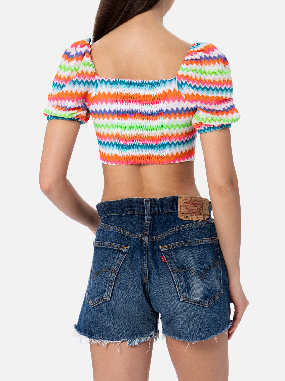 Woman raschel knit cropped top - MC2 Saint Barth