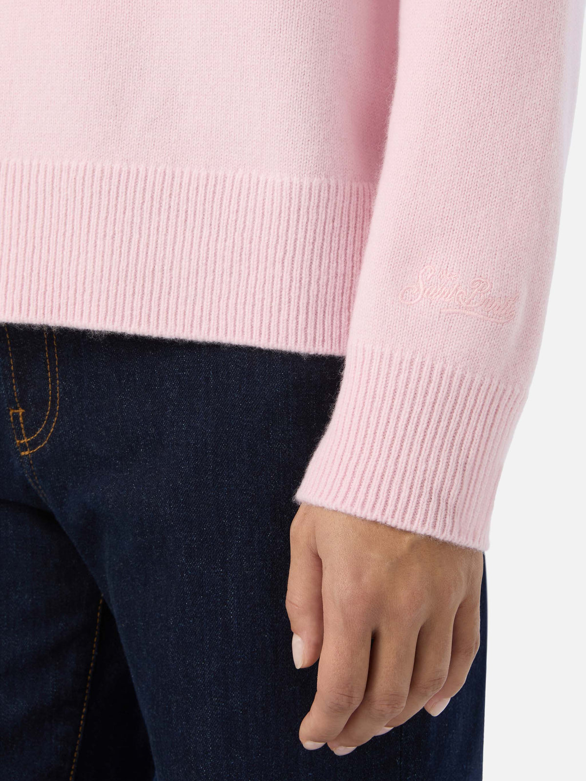 Jersey de punto de lana Pink Delphine con cuello redondo