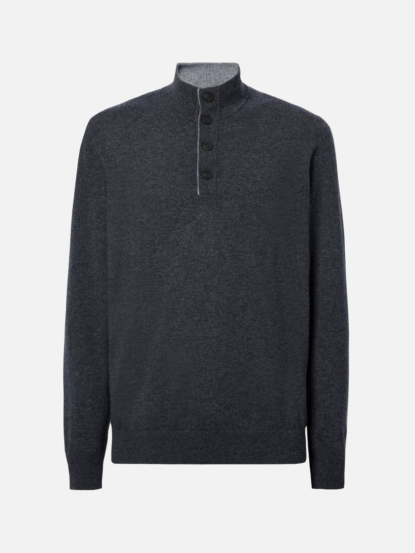 Maglione mezzocollo con zip in lana merino e cashmere antracite