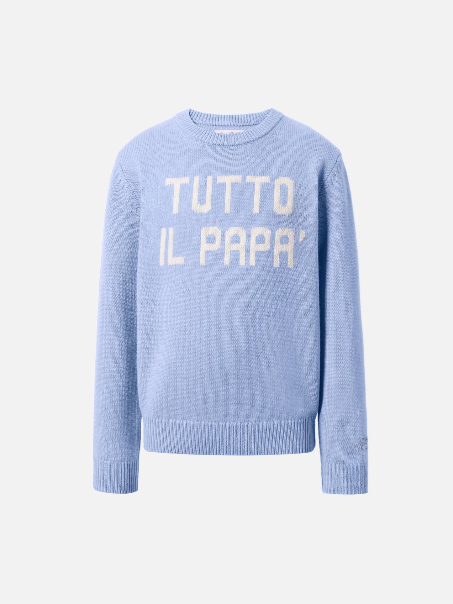 Maglione girocollo azzurro Douglas con jacquard Tutto il papà