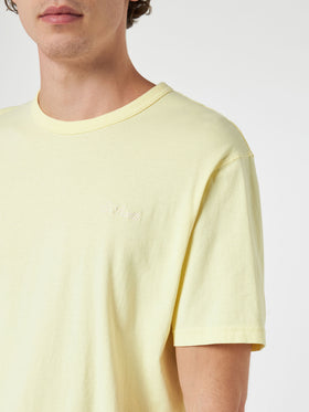 Man pale yellow cotton jersey t-shirt Dover with St. Barth embroidery - MC2 Saint Barth