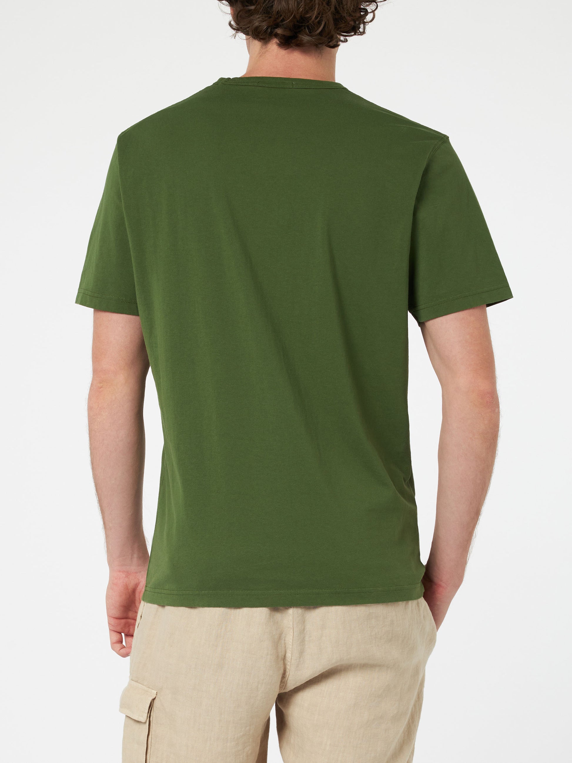 Man military green cotton jersey t-shirt Dover with St. Barth embroidery - MC2 Saint Barth