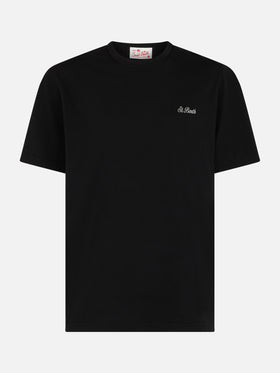 Man black cotton jersey t-shirt Dover with St. Barth embroidery - MC2 Saint Barth