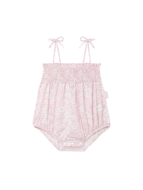 Dudu newborn cotton romper suit with flower print - MC2 Saint Barth