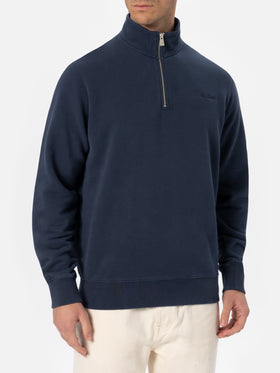 Man navy blue half zipped sweatshirt Dunkan with St. Barth embroidery - MC2 Saint Barth