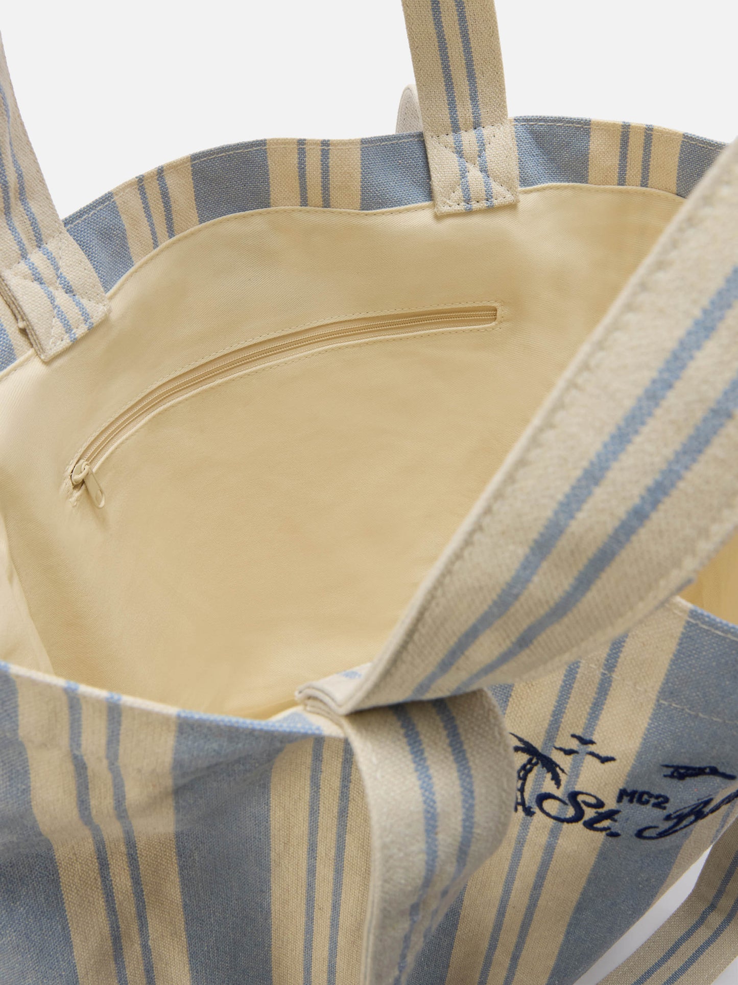 Cabas en coton rayé bleu clair et blanc Essential Beach