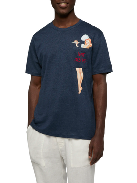 Linen jersey t-shirt Ecstasea with printed and embroidered pocket - MC2 Saint Barth