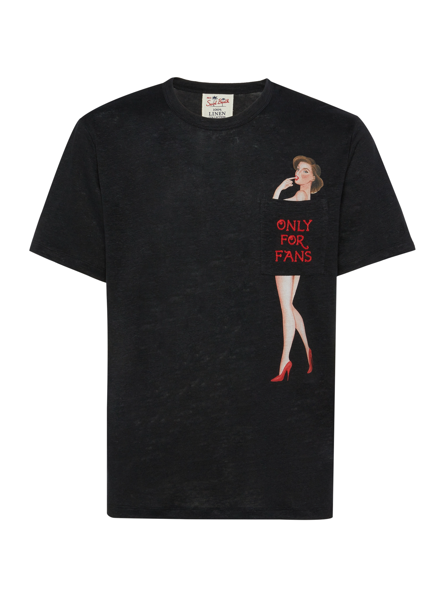 Linen jersey t-shirt Ecstasea with printed and embroidered pocket - MC2 Saint Barth