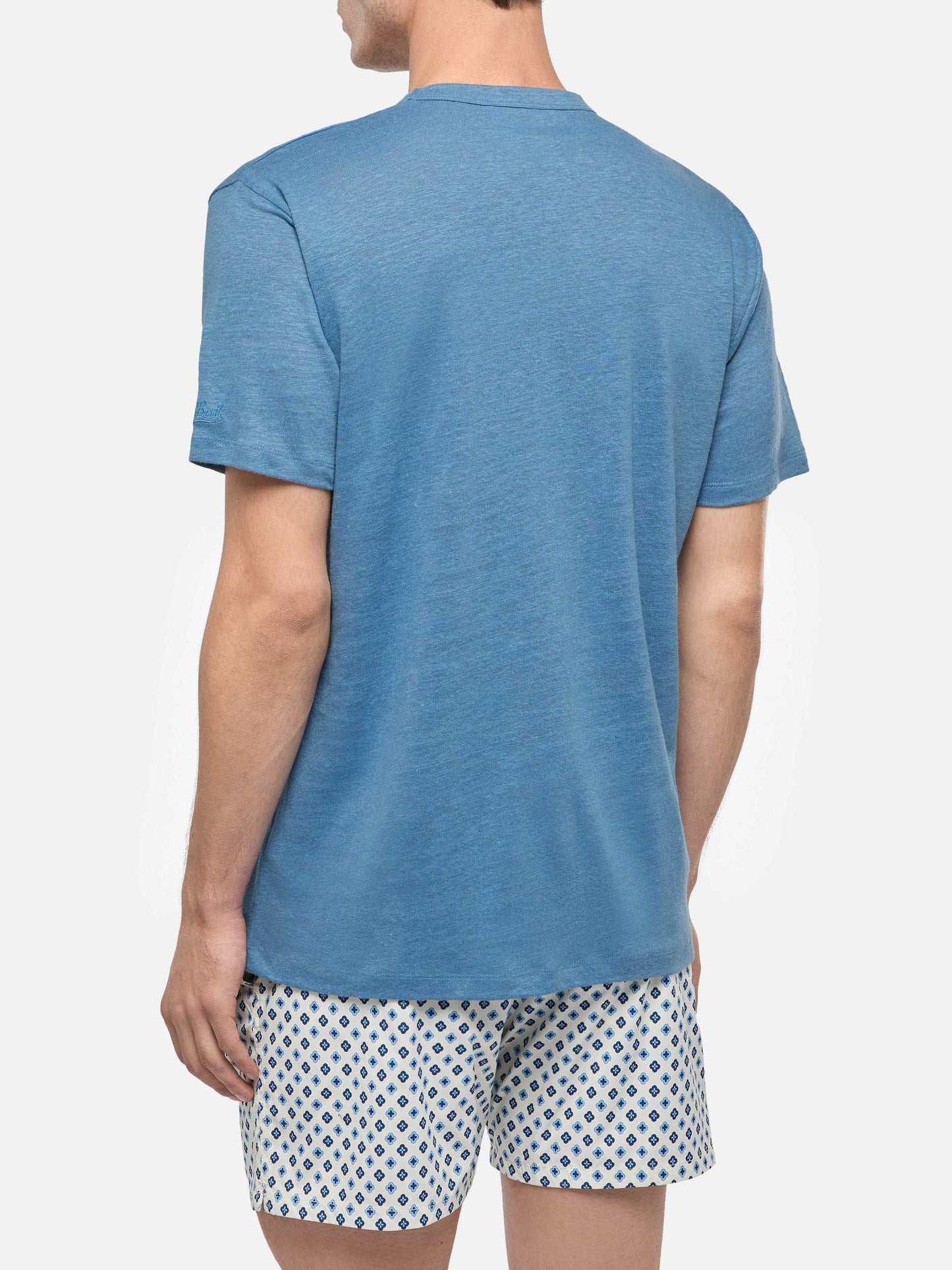 Dusty blue linen jersey t-shirt Ecstasea - MC2 Saint Barth