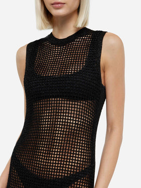 Eileen long lurex black mesh crochet dress - MC2 Saint Barth