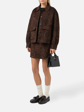 Minigonna Eira in tessuto double a stampa leopardata